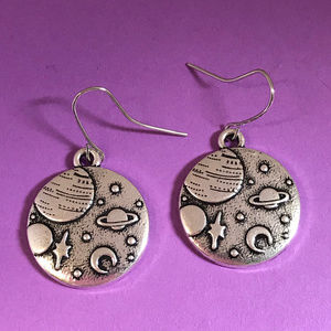 Solar System Space NASA Silver Tone Earrings